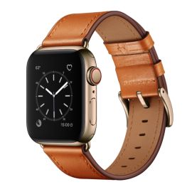 LEATHER Lederarmband für Apple Watch Ultra 1 / 2 / 3 (49mm) / 9 / 8 / 7 (45mm) / 6 / SE / 5 / 4 (44mm) / 3 / 2 / 1 (42mm) hellbraun