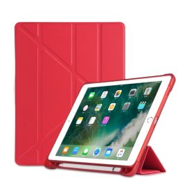 LEATHER Flip Case Apple iPad 9.7 (2018/2017) / iPad Air (1/2) rot