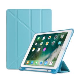 LEATHER Flip Case Apple iPad 9.7 (2018/2017) / iPad Air (1/2) hellblau