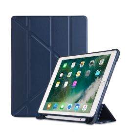 LEATHER Flip Case Apple iPad 9.7 (2018/2017) / iPad Air (1/2) dunkelblau
