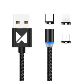 WOZINSKY WMC-01 Magnetkabel ( USB Type-C / Micro USB / Lightning ) 1m schwarz