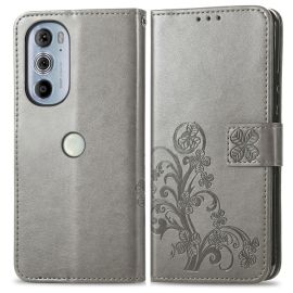 ART Wallet Cover Motorola Edge 30 Pro FLOWERS grau