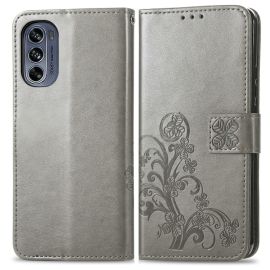 ART Wallet Cover Motorola Moto G62 5G FLOWERS grau