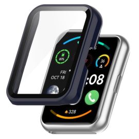 PC VOLLSTÄNDIGE ABDECKUNG Kunststoffabdeckung mit Glas für Huawei Watch Fit 2 / Fit 2 Active blau