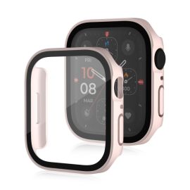 PC VOLLSTÄNDIGE ABDECKUNG Kunststoffabdeckung mit Glas für Apple Watch SE / SE 2022 / SE 2023 (40 mm) rosa