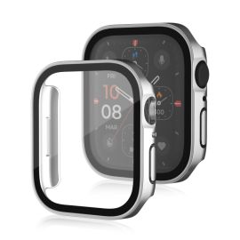 PC VOLLSTÄNDIGE ABDECKUNG Kunststoffabdeckung mit Glas für Apple Watch SE / SE 2022 / SE 2023 (40 mm) silber
