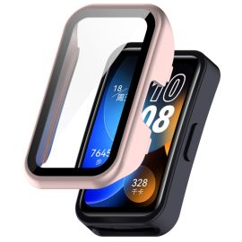 PC FULL COVER Kunststoffabdeckung mit Glas für Huawei Band 8 / 9 rosa