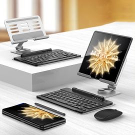 GKK SET Bluetooth-Tastatur + Ständer + Computermaus + Stift SILVER