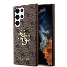 GUESS 4G METAL Cover für Samsung Galaxy S24 Ultra 5G braun