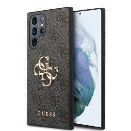 GUESS 4G METAL Cover für Samsung Galaxy S24 Ultra 5G grau