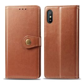 LEATHER BUCKLE Wallet Fall Xiaomi Redmi 9A / 9AT braun