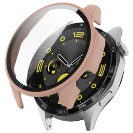 PC VOLLSTÄNDIGE ABDECKUNG Kunststoffabdeckung mit Glas für Huawei Watch GT 4 46 mm rosa