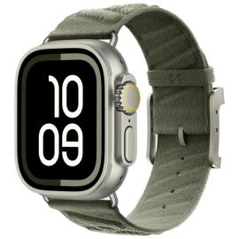 TWILL BAND Nylon Armband für Apple Watch 44 / 45 / 46 / 49mm dunkelgrün